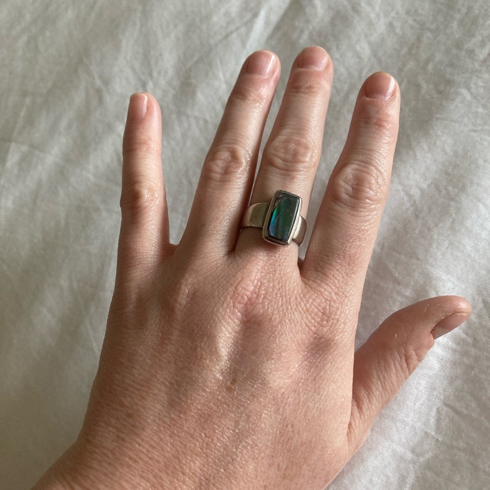 Silver Ring with Blue Stone - Picture 2 of 4